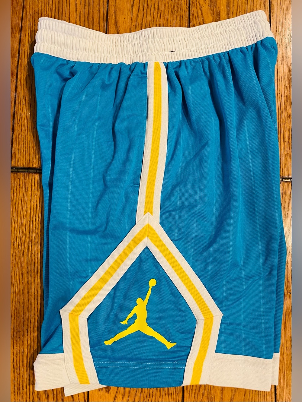 NIKE JORDAN Jumpman Shorts, large, blue/white/yellow, pockets, adjustable